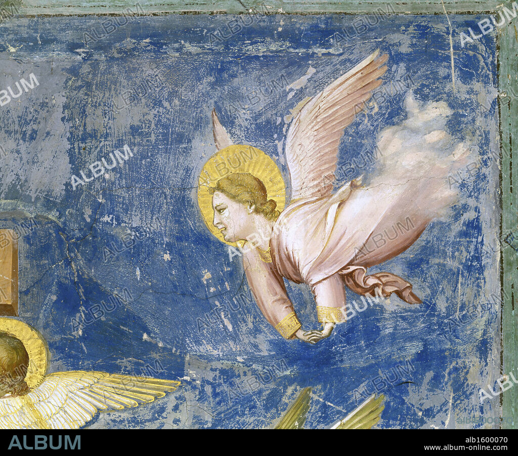 GIOTTO DI BONDONE. The Crucifixion - Detail  Giotto (c.1266-1337/Italian)  Fresco  Arena Chapel, Padua, Italy.