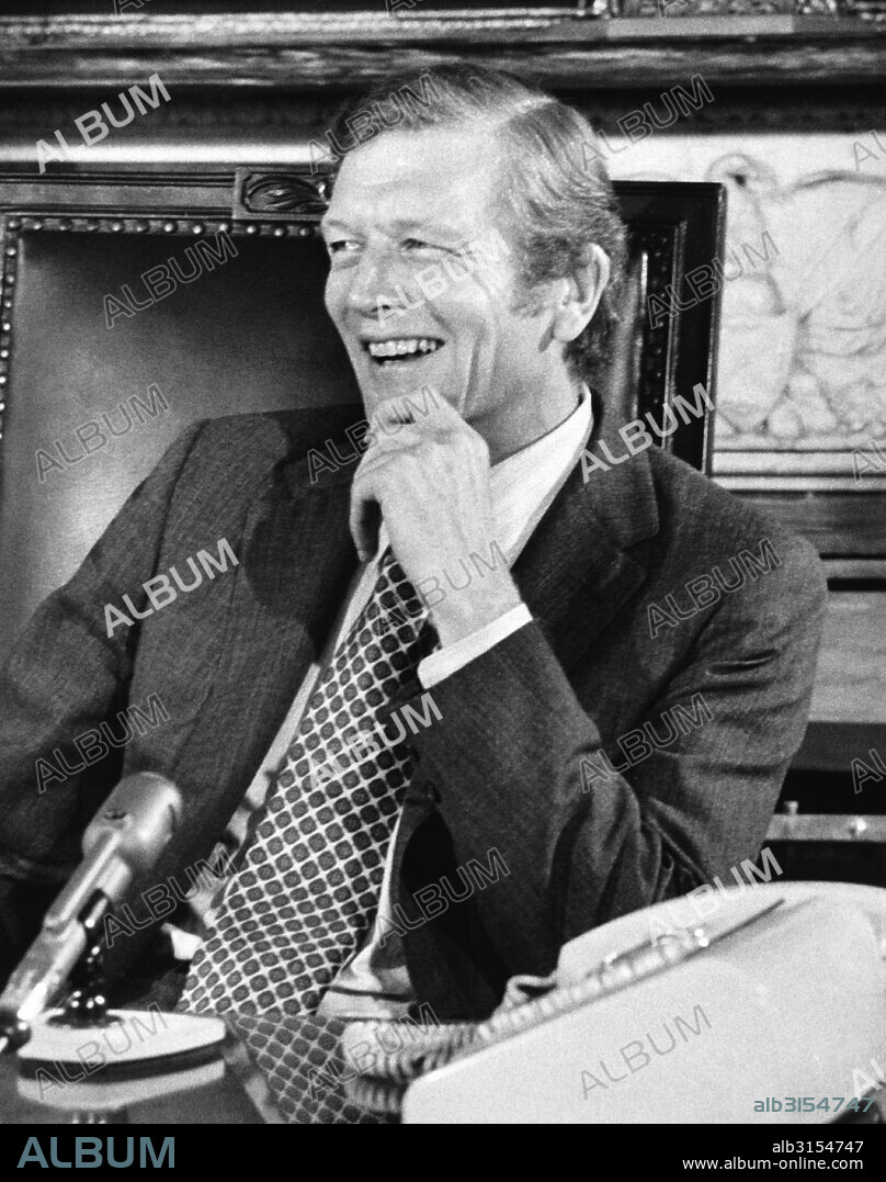 New York, New York:   September 30, 1971 Mayor John Lindsay smiles during a press conference.