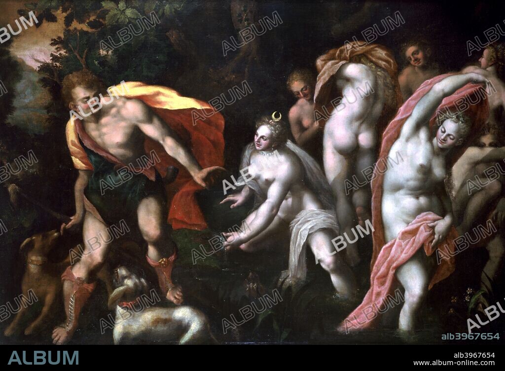 'Diane and Acteon', c1584-1609. In Roman mythology, Diana was the virgin goddess of the hunt, the equivalent of the Greek goddess Artemis, Private collection.