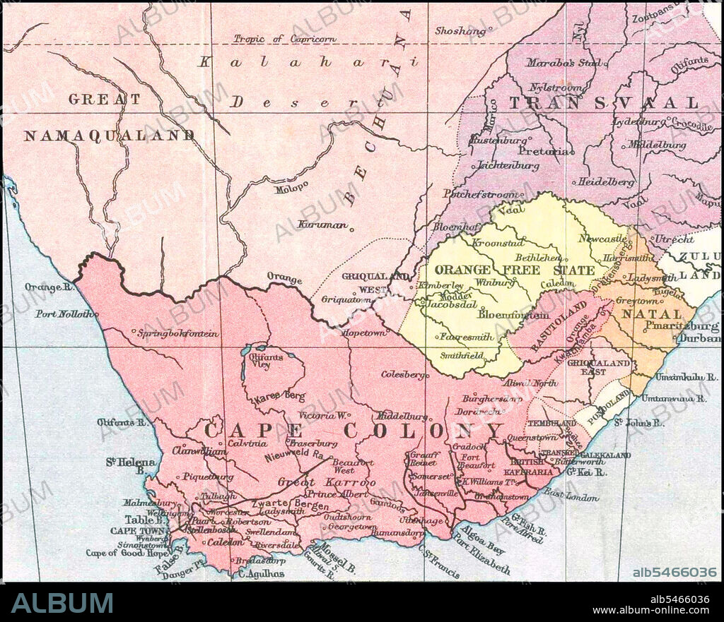 South Africa History:  A map of Southern Africa in 1878 .