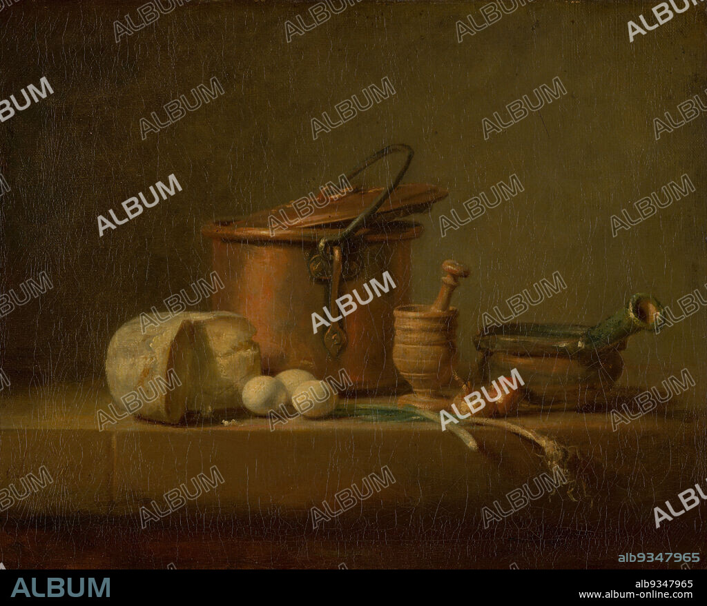 Still life with copper kettle, cheese and eggs, Jean-Baptiste-Siméon Chardin, c. 1730 - 1735.