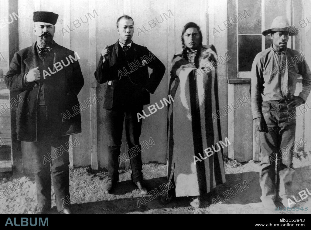 California  c. 1875 Russian, Chinese, Indian,  and Black residents. The African American was called 'Smoky', and the Native American, 'Curley'.