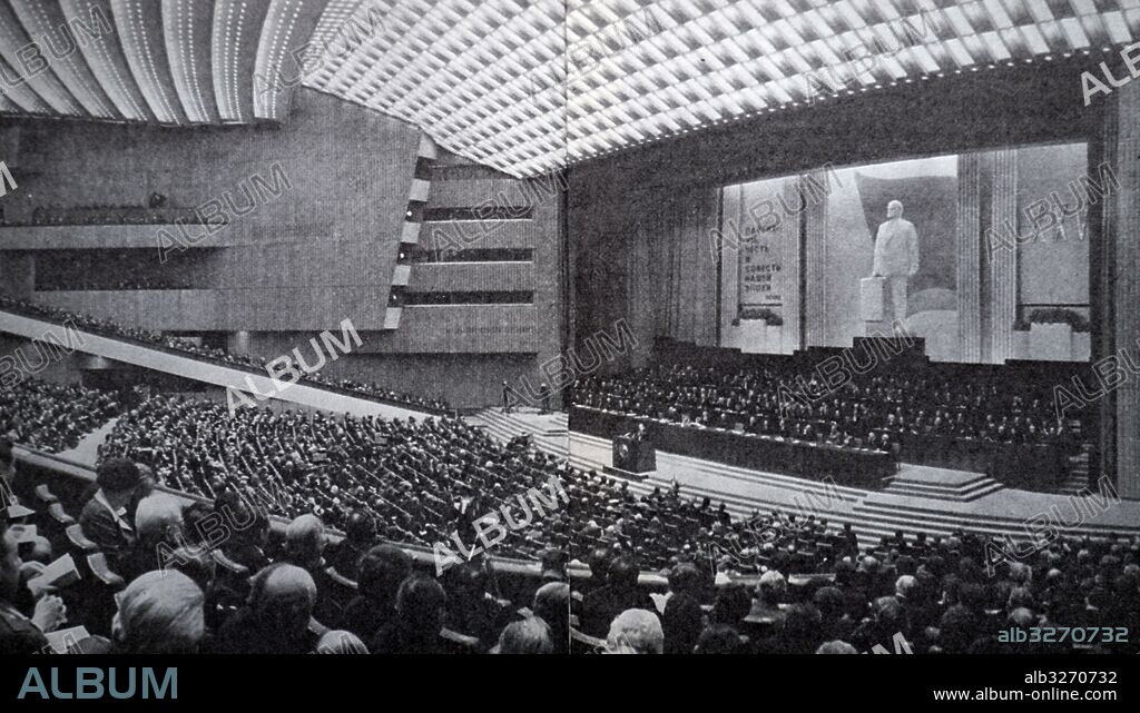 Photograph taken during the 25th Congress of the Communist Party of the Soviet Union, which was attended by representatives of 103 Communist, Workers', National-Democratic and Socialist parties, from 96 countries. Dated 20th Century.
