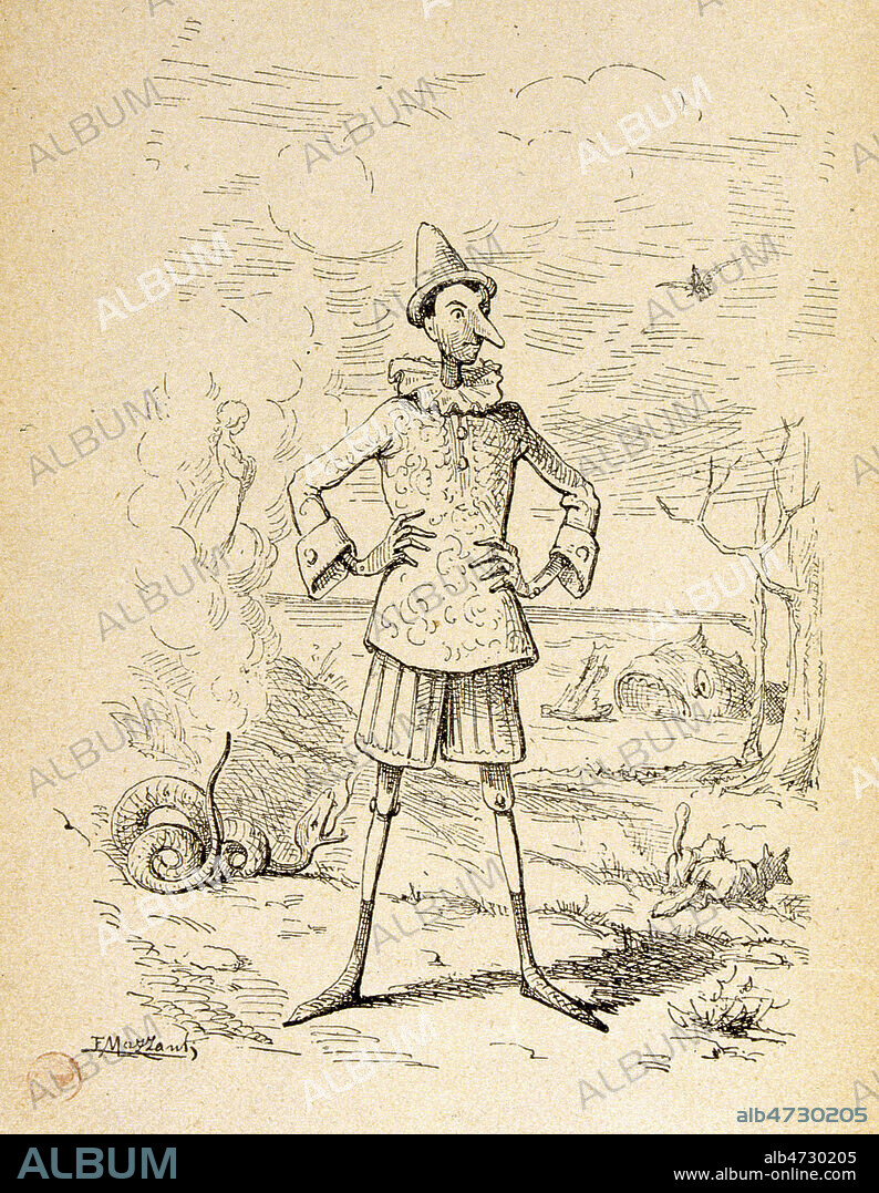 Pinocchio par Carlo COLLODI (1826-1890) . Illustration de la premiere edition francaise de 1902 par Enrico MAZZANTI (1852-1910). Credit : Coll. Jean Vigne/KHARBINE-TAPABOR.