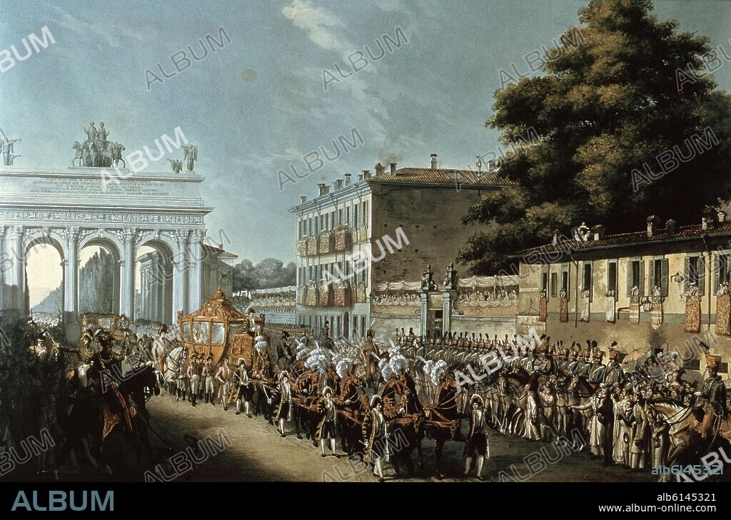 ESCOPA. ENTRADA EN MILAN DE FRANCISCO I EMPERADOR DE AUSTRIA - SIGLO XIX.