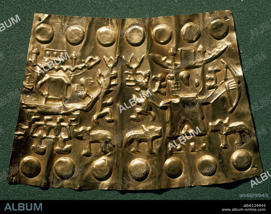 LAMINA DE ORO REPUJADO - ARTE INCA.