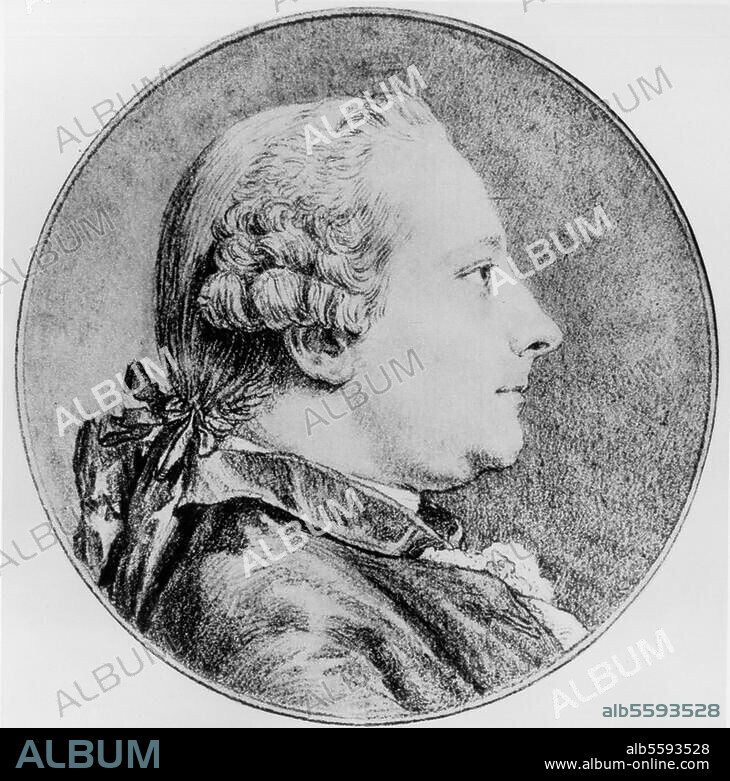Grimm, Friedrich Melchior Baron von. Publizist und Diplomat (Hrsg. der Correspondance litteraire, philosophique et critique, Paris 1753-73); Regensburg. 26.12.1723 - Gotha 19.12.1807. Porträt. Zeichnung, 1757, von Charles Nicolas Cochin d. J. (1715-1790). Paris, Bibliothèque Nationale.