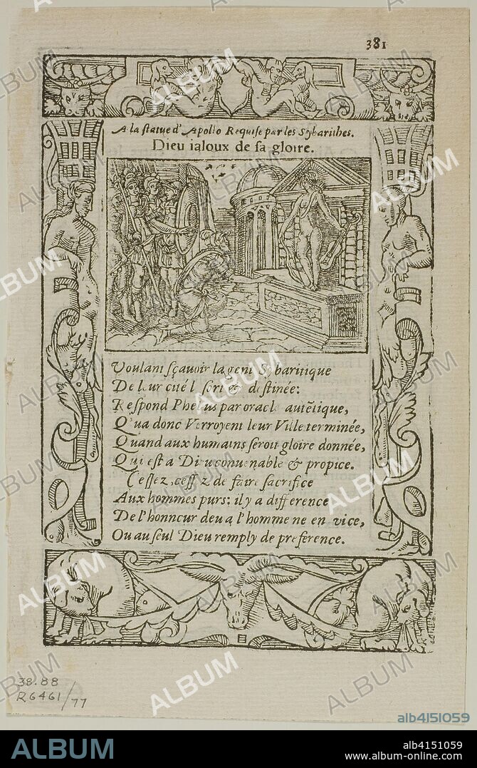 Illustration from Le Pegme by Lanteaume de Romieu Cousteau, plate 77 from Woodcuts from Books of the XVI Century. Unknown Artist (French, 16th century); assembled by Max Geisberg (Swiss, 1875-1943). Date: 1560. Dimensions: 132 × 87 mm (image/te×t); 159 × 103 mm (sheet). Woodcut on paper. Origin: France.