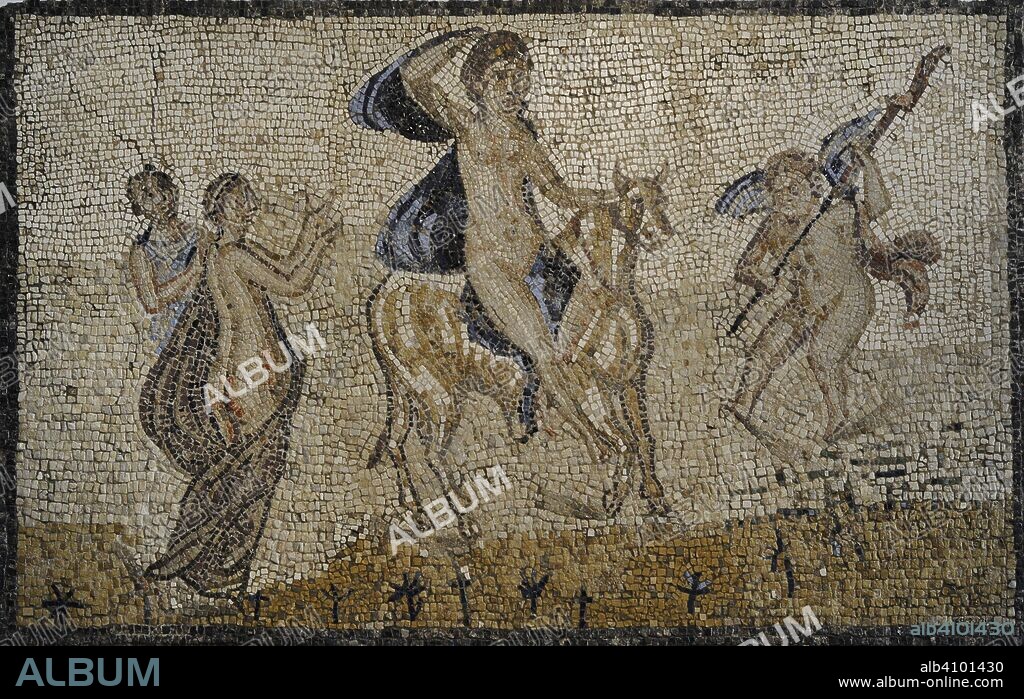 Mosaico romano del Rapto de Europa. Siglo III. Piedra caliza y pasta vítrea. Procedente de Fernán Núñez (provincia de Córdoba, Andalucía). Museo Arqueológico Nacional. Madrid. España.