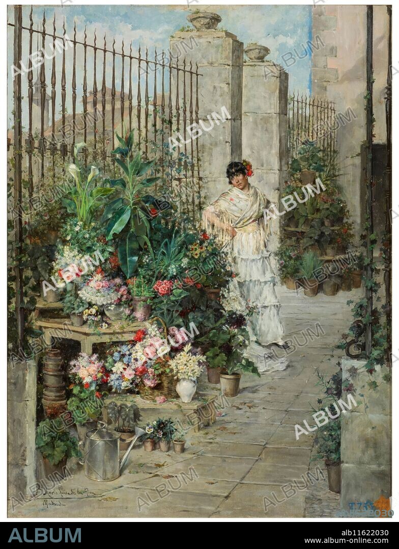 MARÍA LUISA DE LA RIVA Y CALLOL DE MUÑOZ. María Luisa de la Riva y Callol de Muñoz / 'Puesto de flores'. Hacia 1887. Óleo sobre lienzo, 71 x 55 cm.