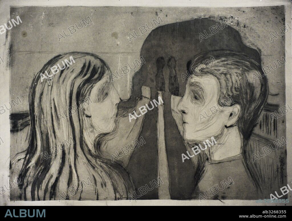 Edvard Munch (1863-1944). Norwegian painter. Attraction II, 1895. Etching and drypoint. Munch Museum. Oslo. Norway.
