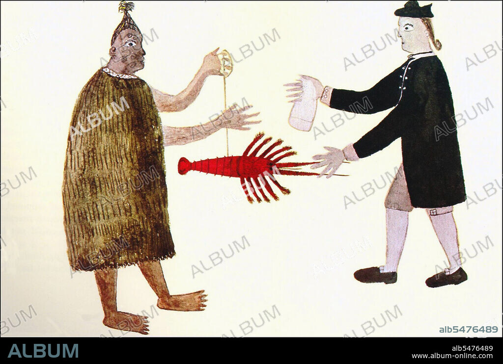 Tupaia, a native of Raieatea, fled to Tahiti  to escape attacking forces from Bora Bora island. A man of clear intelligence, he acted as intermediary, translator, and explicator of Polynesian society for visiting European vessels. On Cook's arrival in 1769, Tupaia went on board Cook's voyage to New Zealand, Australia, and Java, where Tupaia eventually died after falling ill.