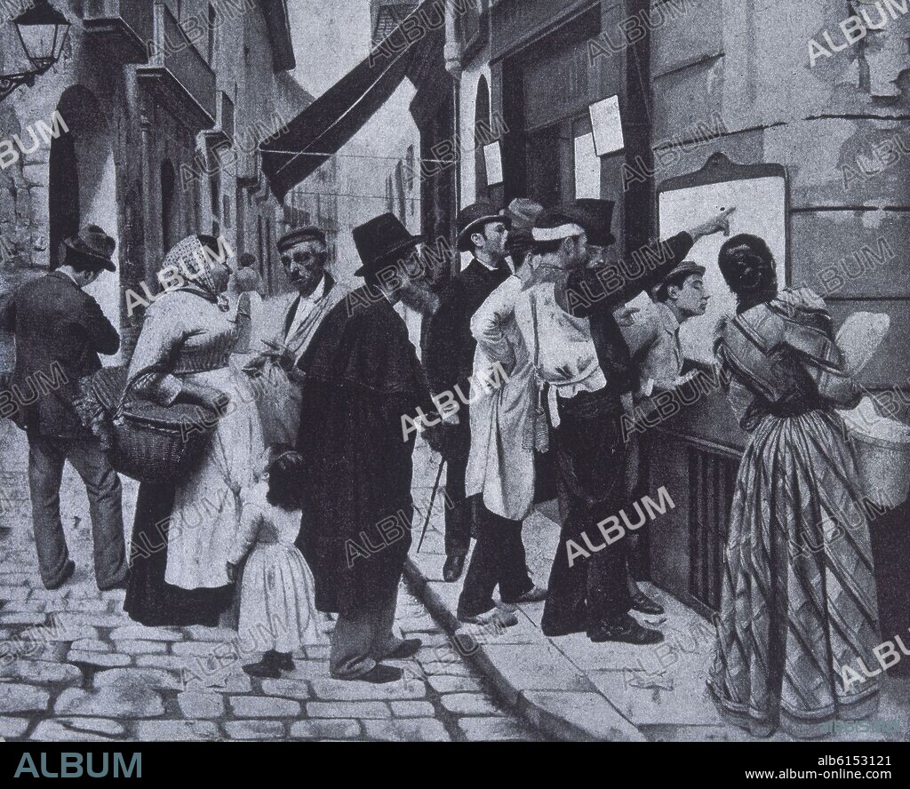 J.J. TEJADA. Hª DE CATALUÑA-FOTOGRAFIA DE CUADRO-OBREROS CATALANES 1905.