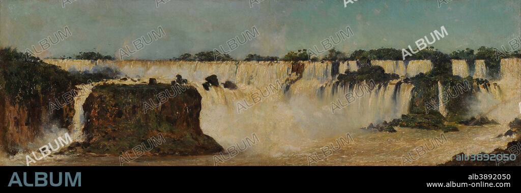 AUGUSTO BALLERINI. La cascada del Iguazú. Date/Period: 1892. Painting. Height: 345 mm (13.58 in); Width: 1,020 mm (40.15 in).