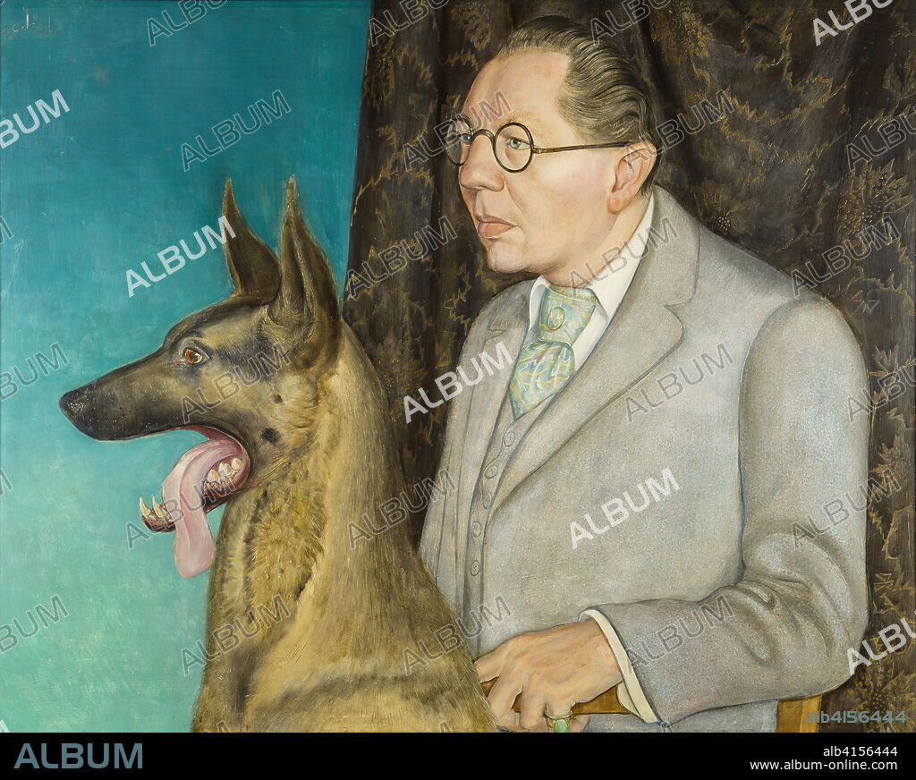 Otto Dix (Gera, 1891-Singen, 1969). Hugo Erfurth with Dog (1926). Tempera and oil on panel. 80 x 100 cm.