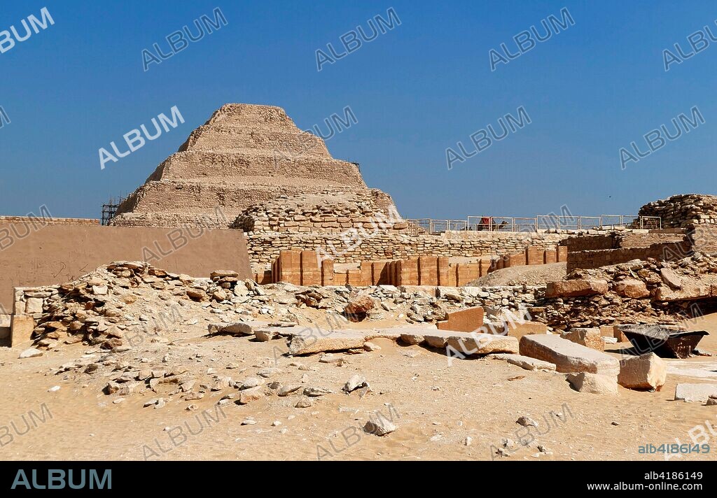 Step Pyramid of Djoser. at Saqqara. Egypt. Saqqara was an ancient burial ground in Egypt. serving as the necropolis for the Ancient Egyptian capital. Memphis. Djoser was the first or second king of the 3rd Dynasty (ca. 2667 to 2648 BC) of the Egyptian Old Kingdom (ca. 2686 to 2125 BC).