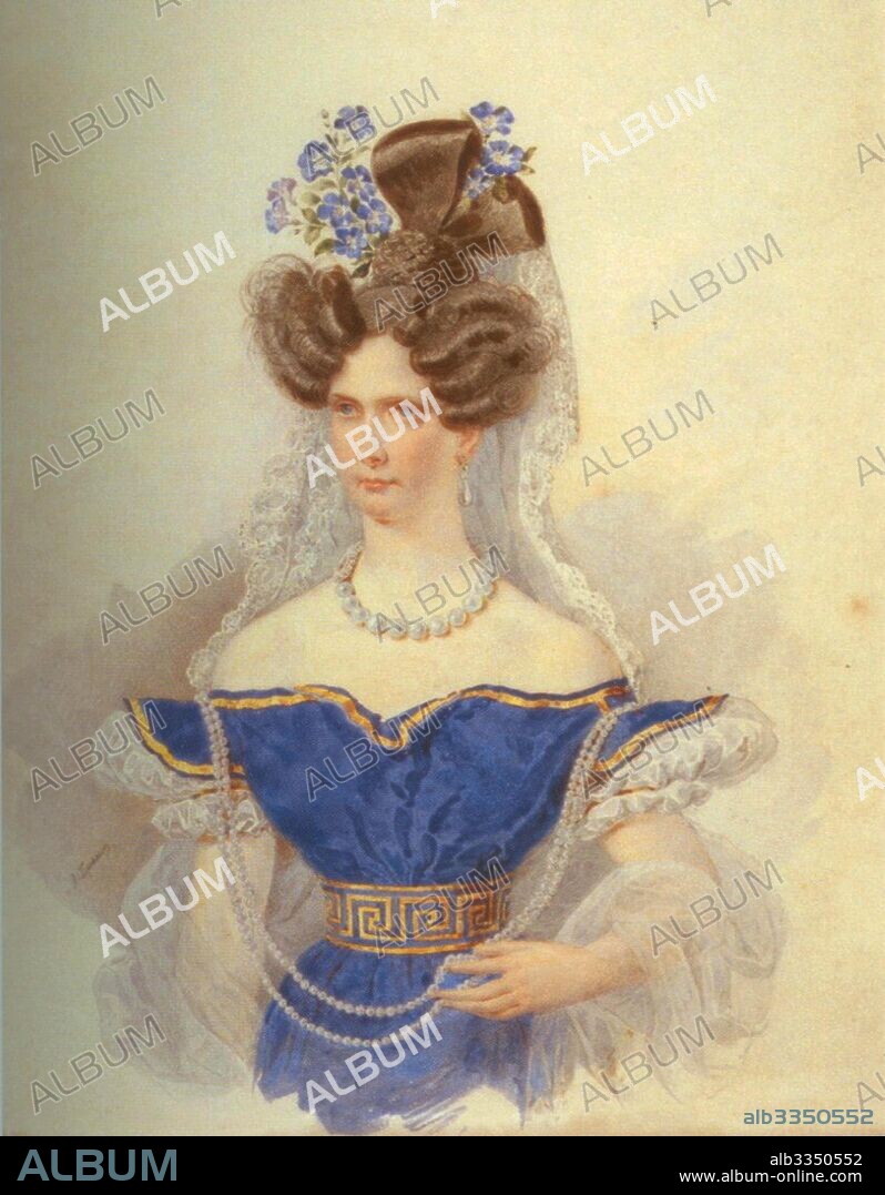 ALEXANDER PAVLOVICH BRIULLOV. Portrait of Empress Alexandra Fyodorovna (Charlotte of Prussia), Emperor's Nicholas I. wife (1798-1860).