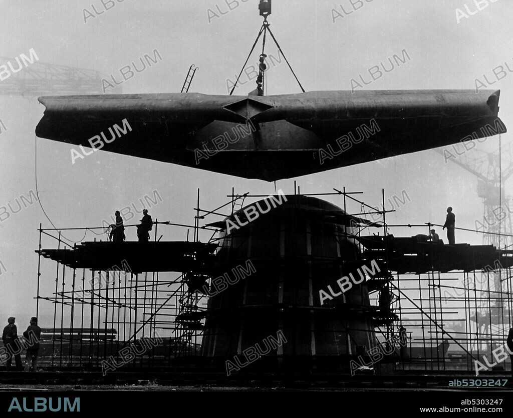 SS france. chantiers de l'atlantique shipyard in saint-nazaire. france. 1961.