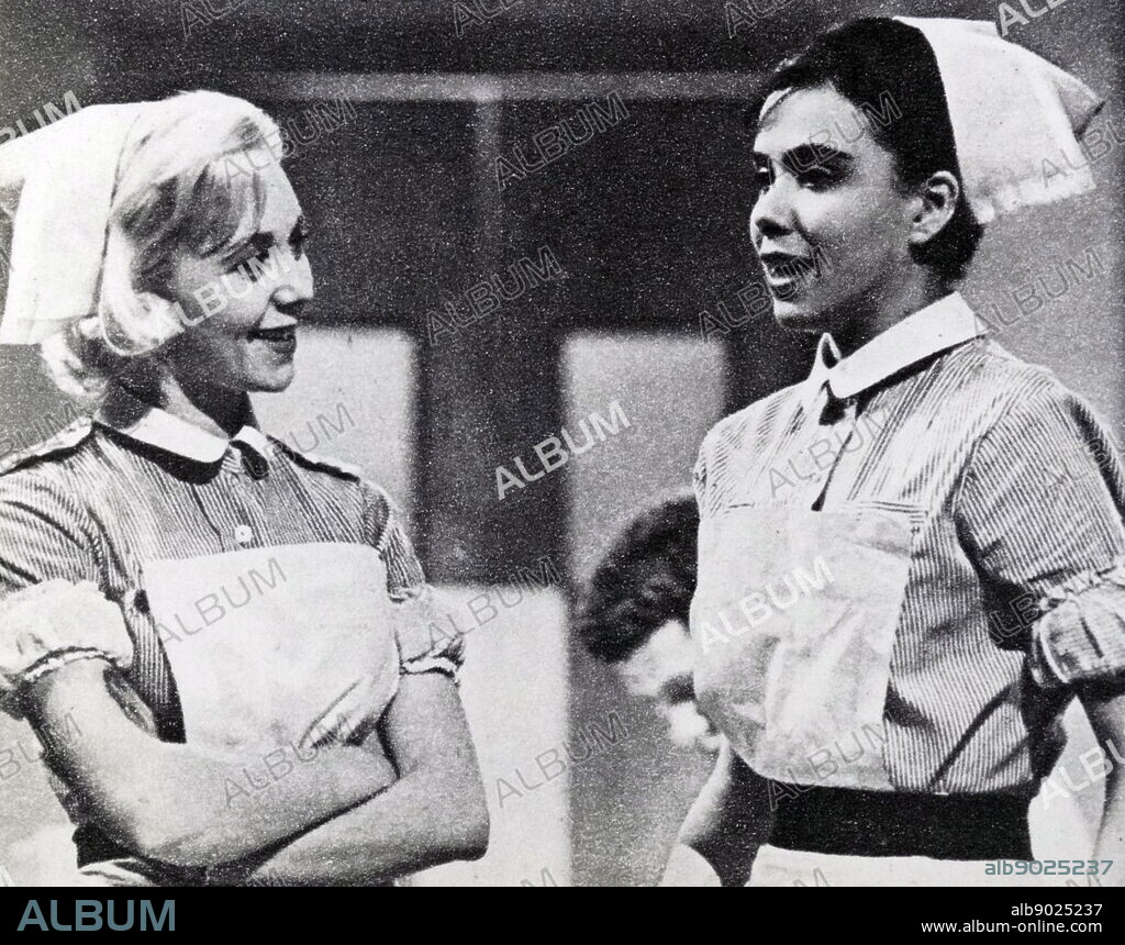 Scene showing nurses, in an NHS hospital, from 'Emergency Ward 10' a British medical soap opera series shown on ITV between 1957 and 1967. The National Health Service (NHS) is the public health service in the United Kingdom.