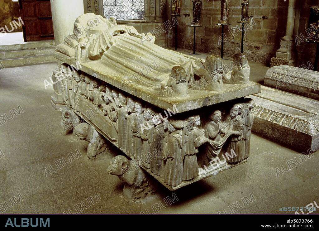 La Rioja - - Monastère de Cannes : tombe gothique de l'Agace béate ; Chemin Santiago.