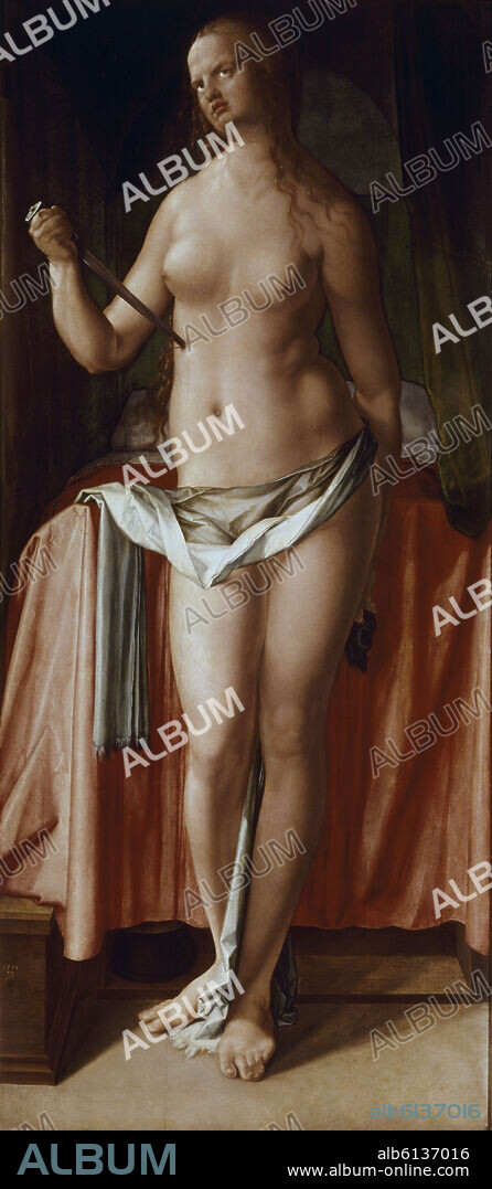 ALBERTO DURERO-ALBRECHT DÜRER. EL SUICIDIO DE LUCRECIA-DAMA ROMANA DE 510 AC- 1518- RENACIMIENTO ALEMAN.