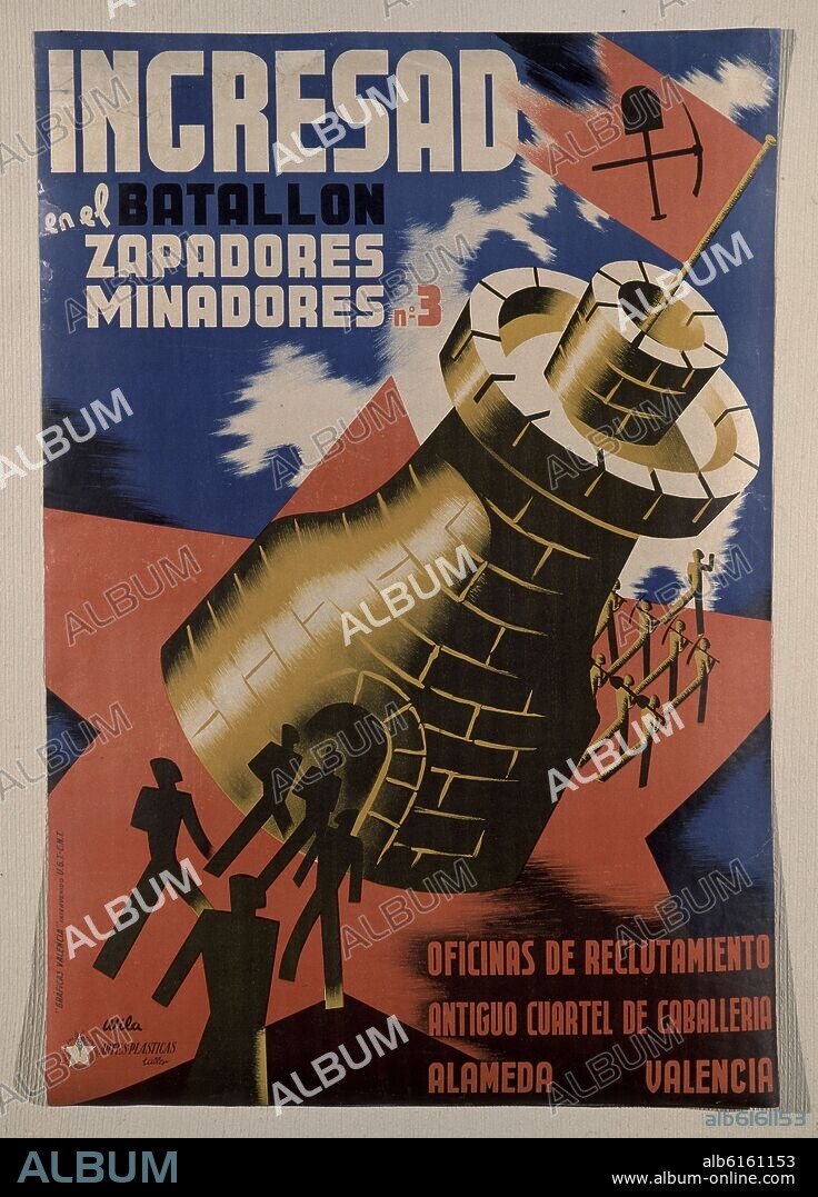 WILA. CARTEL DE LA GUERRA CIVIL - INGRESAD EN EL BATALLON DE ZAPADORES Y MINADORES.