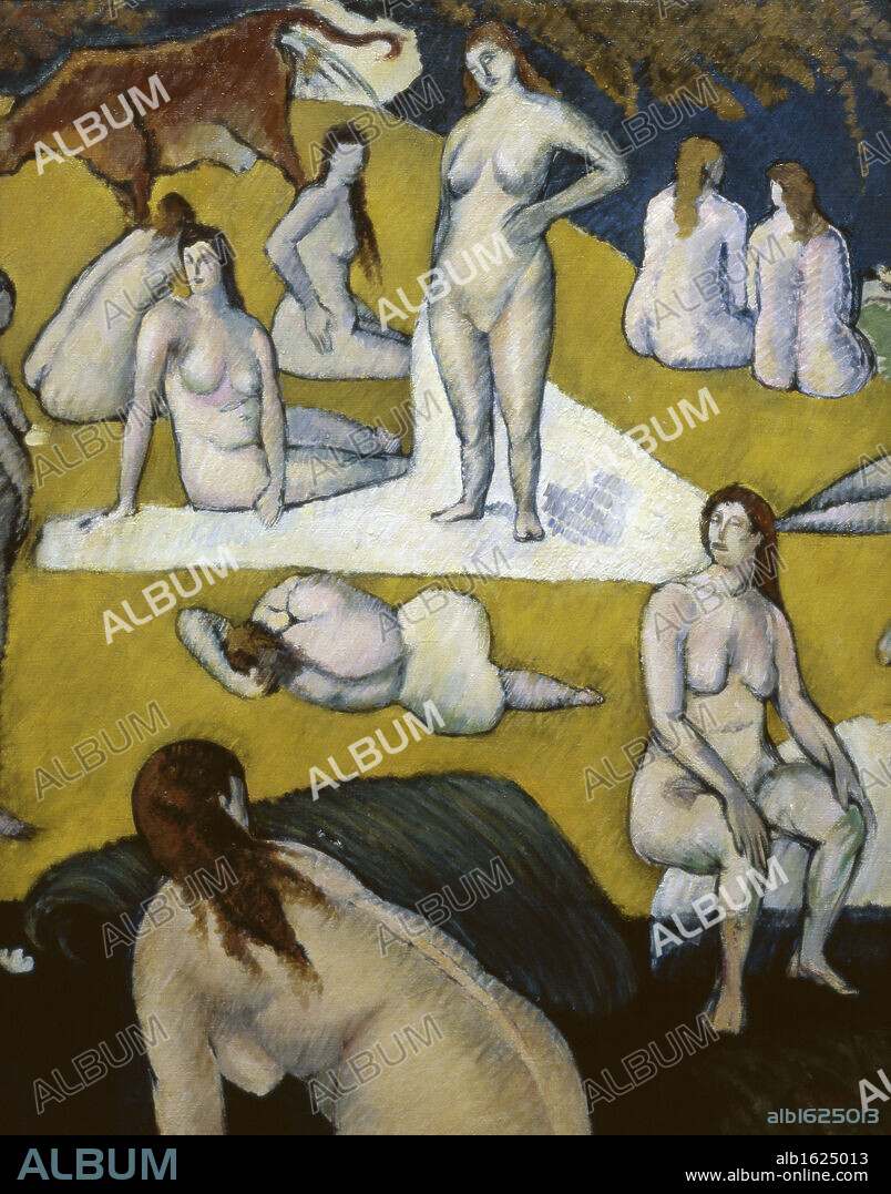 The Bathers With A Red Cow by Emile Bernard, 1868-1941, France, Paris, Musee d'Orsay.