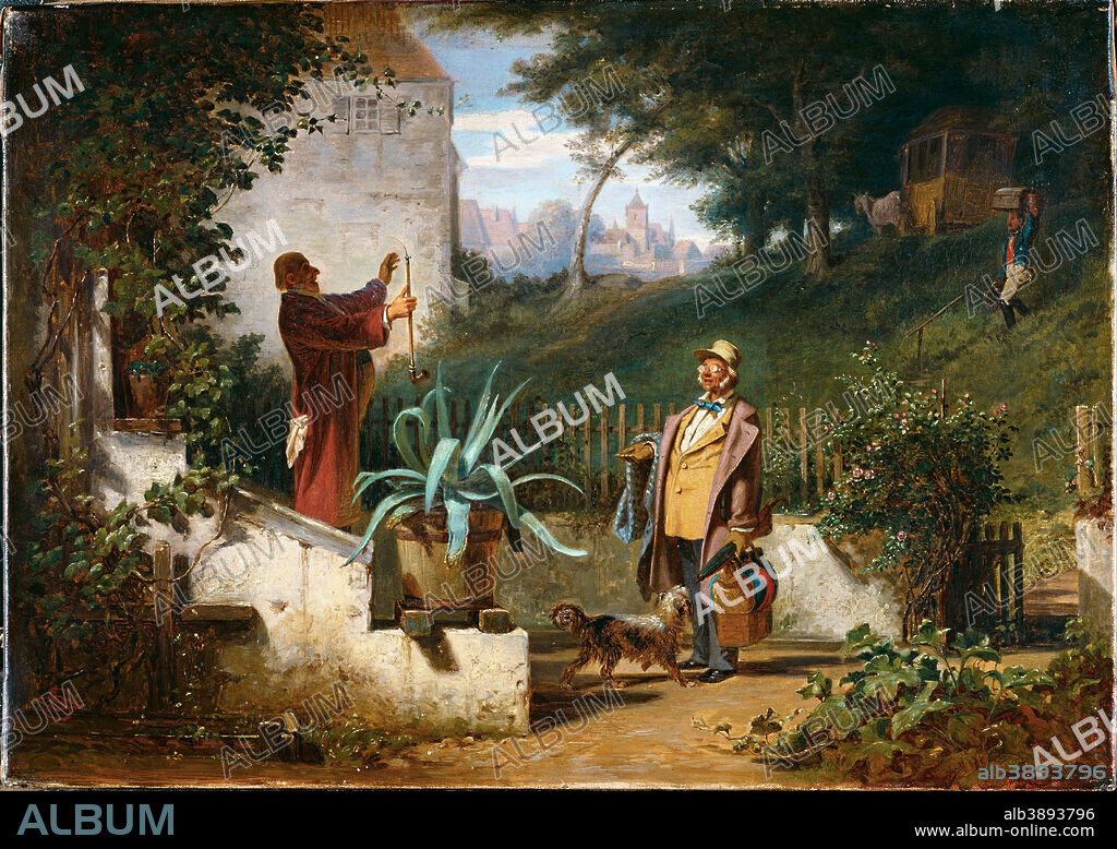 CARL SPITZWEG. Childhood Friends. Date/Period: 1855. Width: 42.5 cm. Height: 30 cm (Complete).