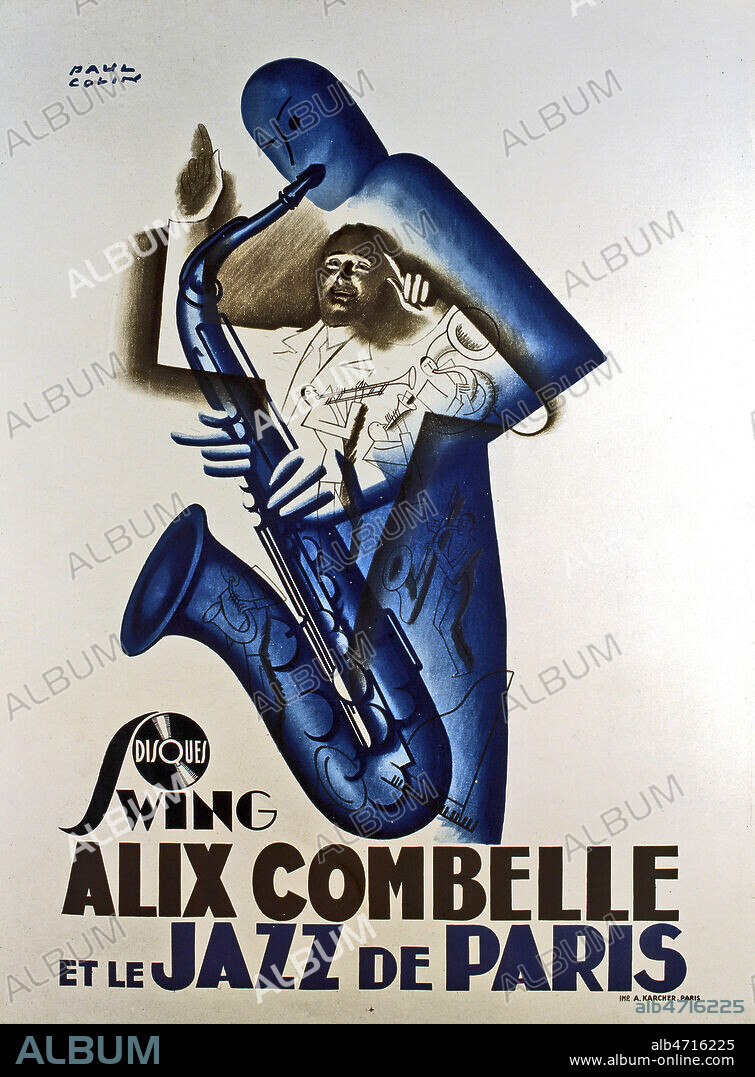 'Alix COMBELLE et le jazz de Paris' par les disques Wing. Affiche de spectacle illustree par Paul COLIN (1892-1986)(ADAGP), vers 1930. Credit : Coll. Perrin/KHARBINE-TAPABOR.