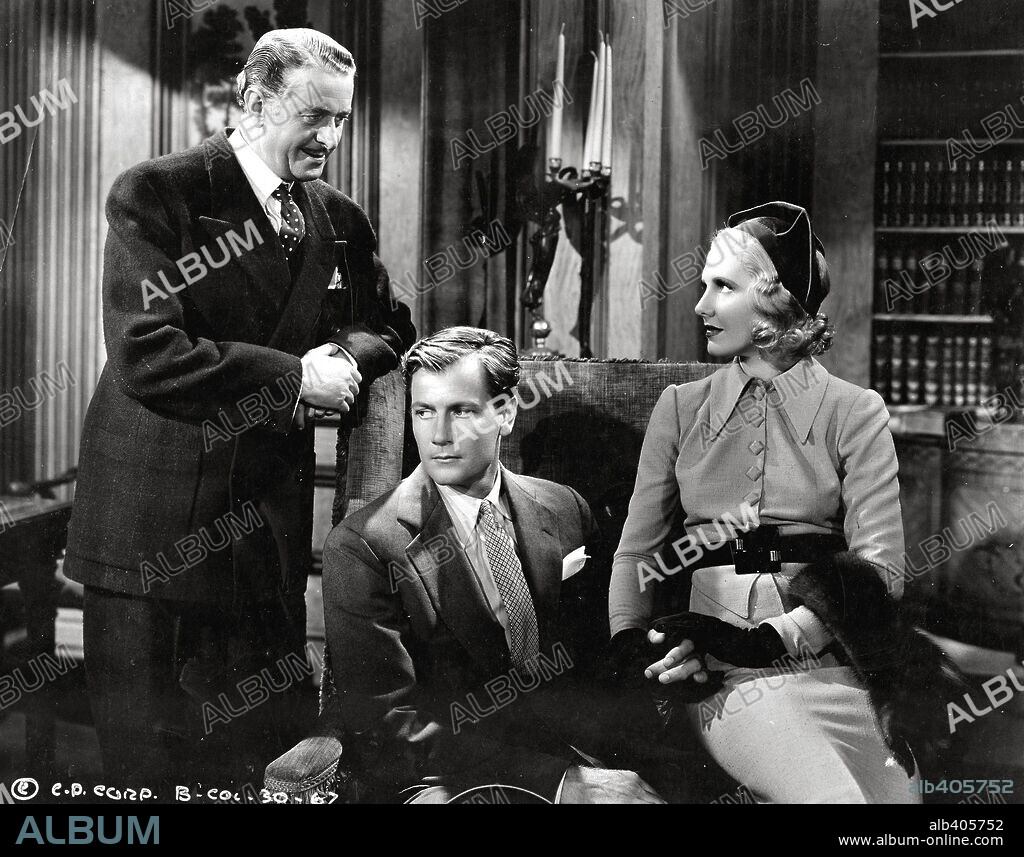 JEAN ARTHUR, JOEL MCCREA and REGINALD OWEN in ADVENTURE IN MANHATTAN, 1936, directed by EDWARD LUDWIG. Copyright COLUMBIA PICTURES.