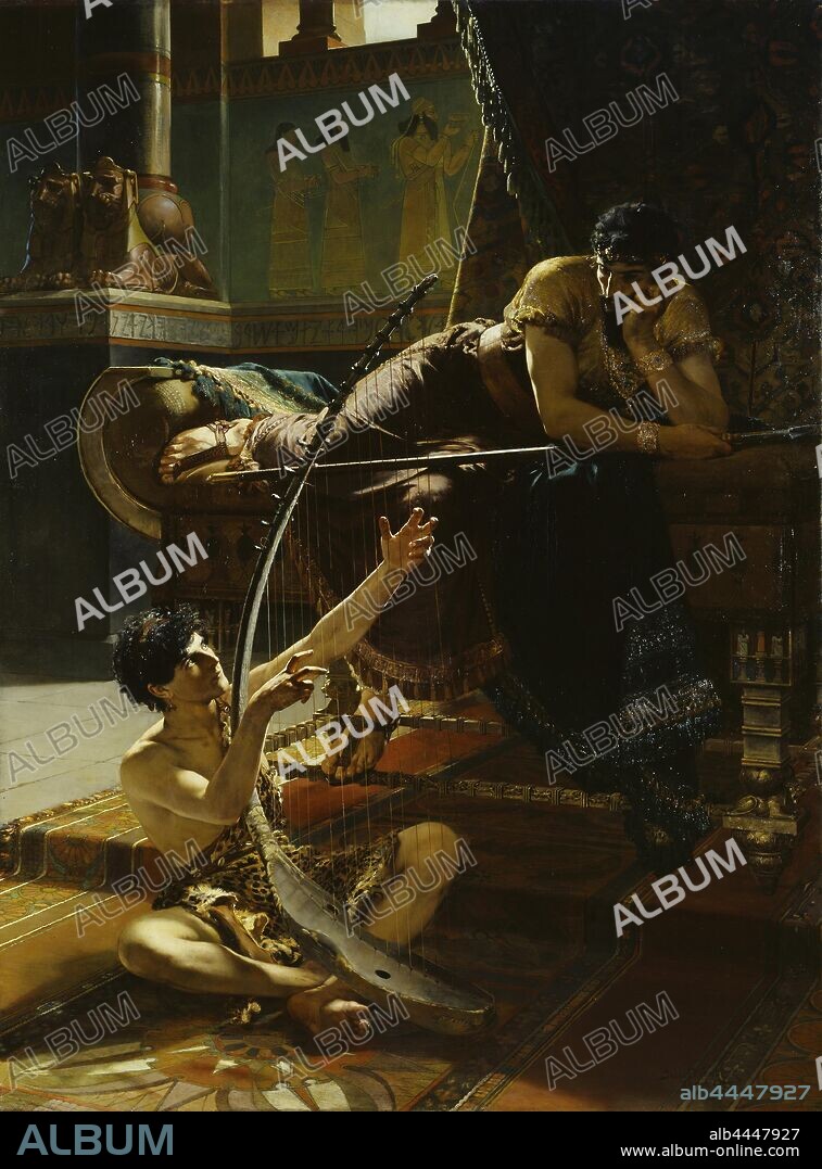 Julius Kronberg, David and Saul, painting, religious art, 1885, Oil on canvas, Height, 298 cm (117.3 inches), Width, 220 cm (86.6 inches), Signed, Julius Kronberg Roma 1885.