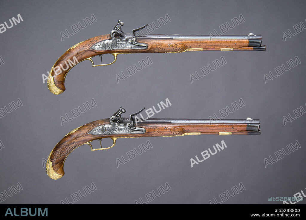 JOHANN ANDREAS KUCHENREUTER. Pair of Flintlock Pistols, German, Regensburg, ca. 1760-70.