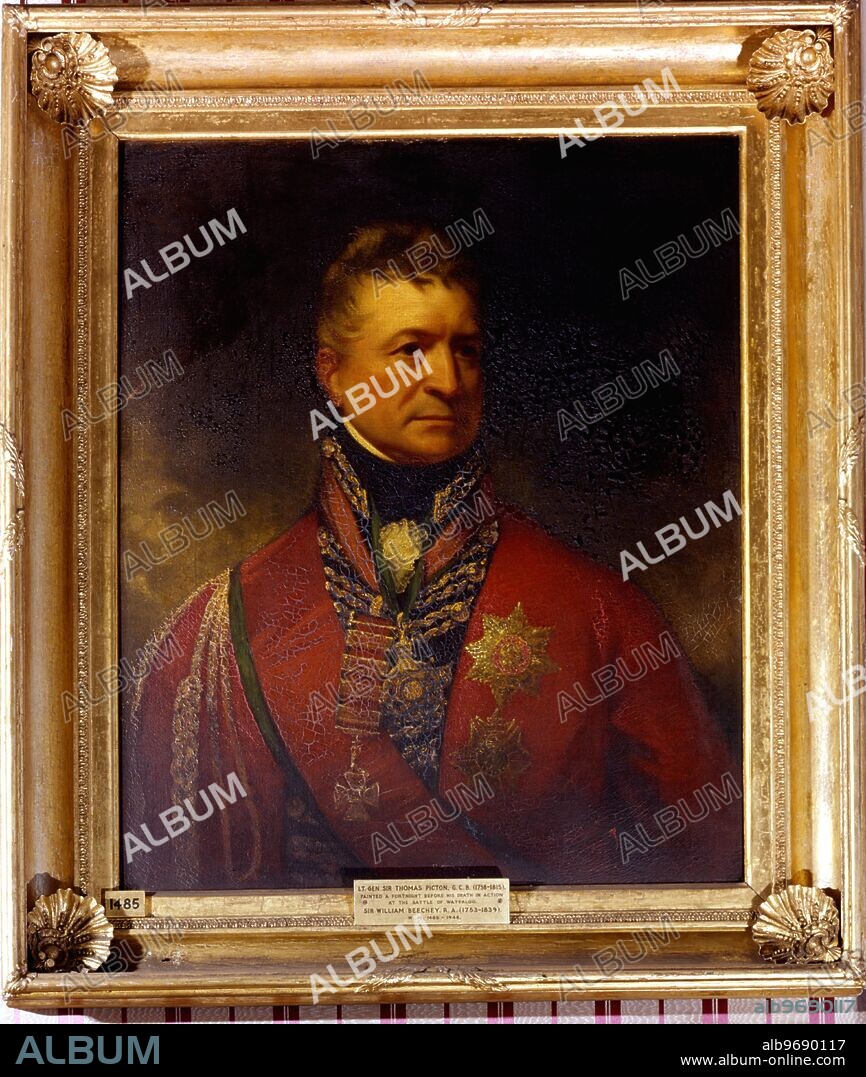 Portrait of Lt. Gen. Sir Thomas Picton (August, 1758 - June 18, 1815) was a Welsh military leader who fought in a number of campaigns for Britain, and rose to the rank of lieutenant general. Sir William Beechey (December 12, 1753 - January 28, 1839), English portrait-painter, was born at Burford. ©TopFoto.