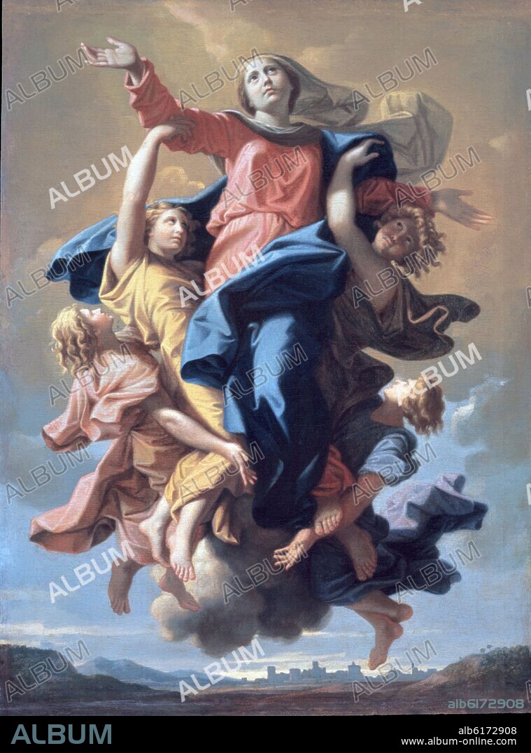 NICOLAS POUSSIN. The Assumption of the Virgin, 1650 - 57x40 cm - oil on canvas.