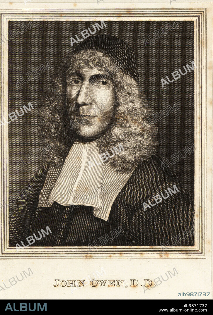 Portrait of John Owen, 1616-1683, English Nonconformist church leader, theologian, and academic administrator at the University of Oxford. Steel engraving from a 19th century publication, London.
