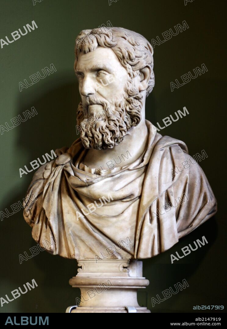 Marble bust of a Roman possibly emperor pertinax (ruled in AD 193) (Photo by: Universal History Archive/UIG via Getty Images).