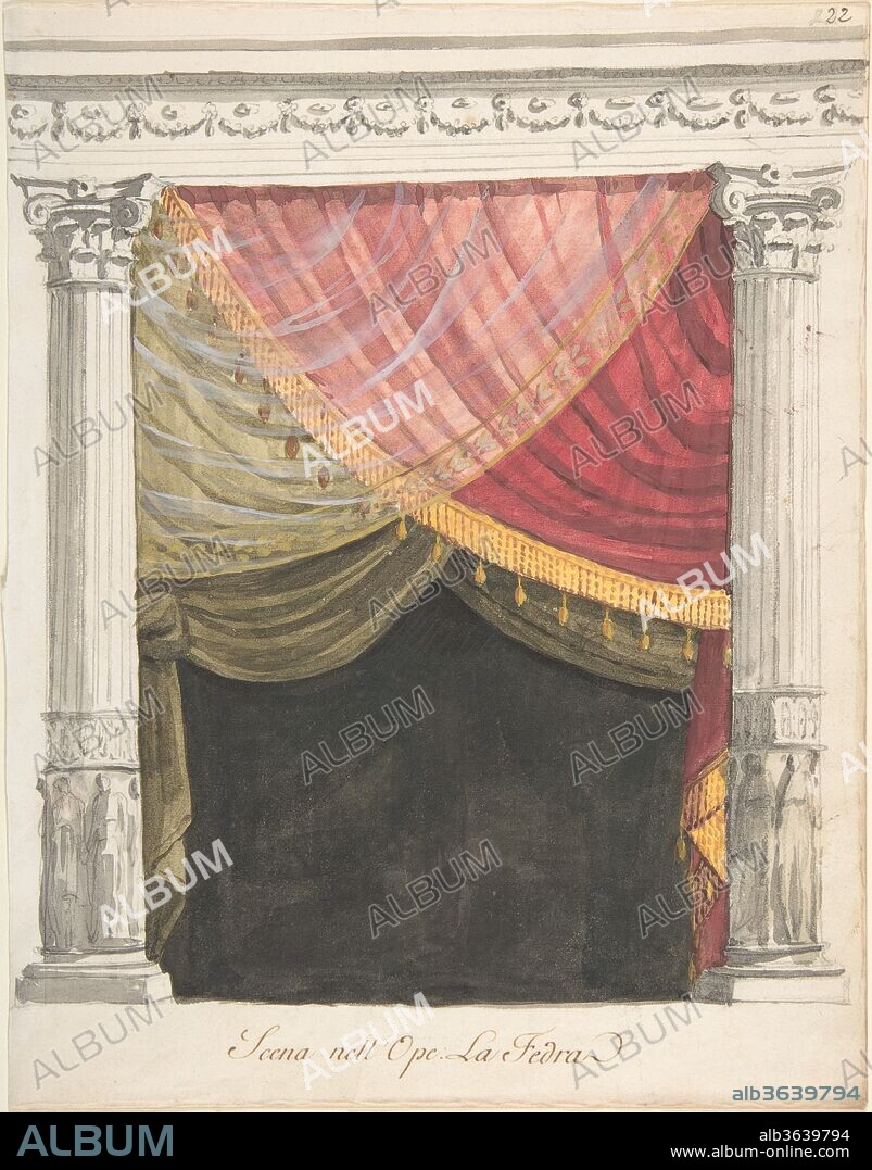 Stage Set for La Fedra. Artist: Anonymous, Italian, 19th century. Dimensions: 9-5/8 x 7-1/2 in. Date: 1800-1900.