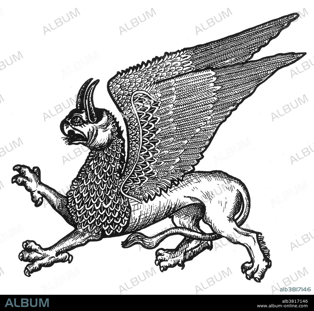 The griffin is a legendary creature with the body, tail, and back legs of a lion; the head and wings of an eagle; and an eagle's talons as its front feet. As the lion was traditionally considered the king of the beasts and the eagle was the king of the birds, the griffin was thought of as king of the creatures.