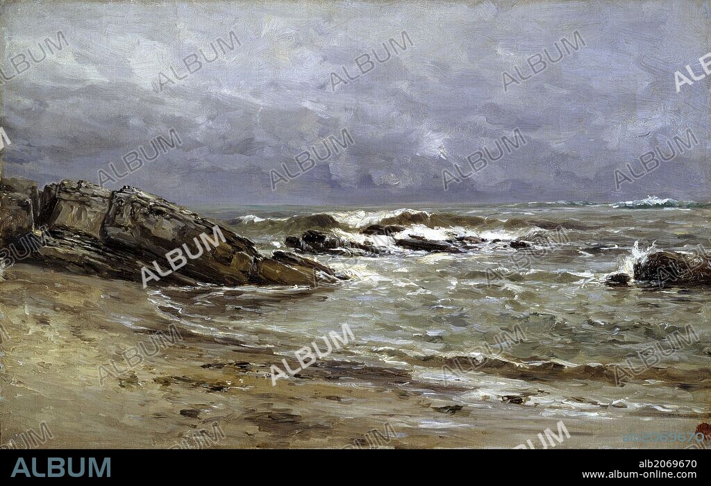 Carlos de Haes / 'Rompientes (Guethary)', Hacia 1881, Escuela Española, Óleo sobre lienzo pegado a lienzo, 39 cm x 61 cm, P07478.
