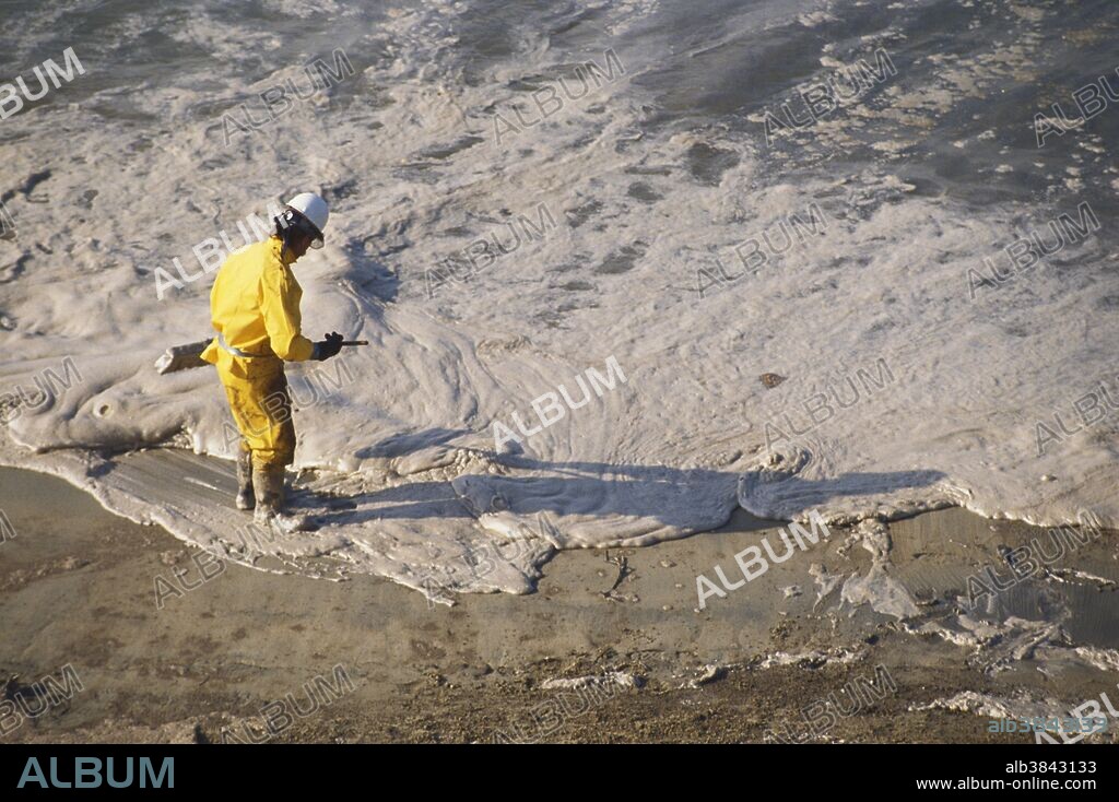 Environmental worker; Huntington Beach, California. On February 8, 1990, 400,000 gallons of crude oil were spilled into the ocean approximately 2 miles off Huntington Beach, when an oil tanker, the American Trader, punctured its hull while attempting to moor.