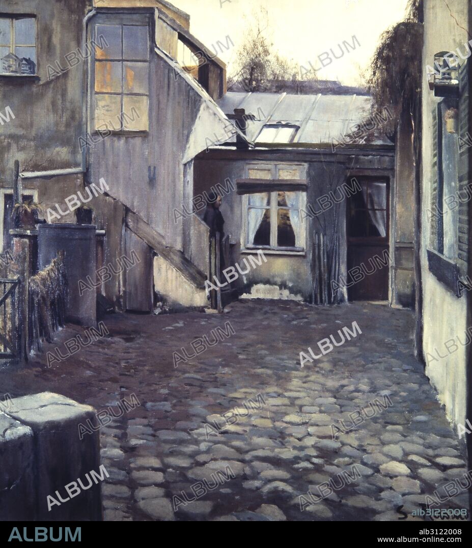 SANTIAGO RUSIÑOL. Rincón de Paris.  Óleo sobre lienzo. Siglo XIX.
