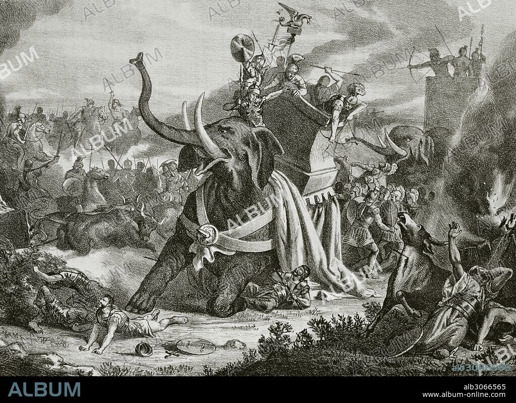 Hamilcar Barca (275-228 BC). Carthaginian general, leader of the Barcid family and father of Hannibal. Expedition in Hispania. Death of Hamilcar Barca in Illici battle (228BC). Engraving, 19th century.
