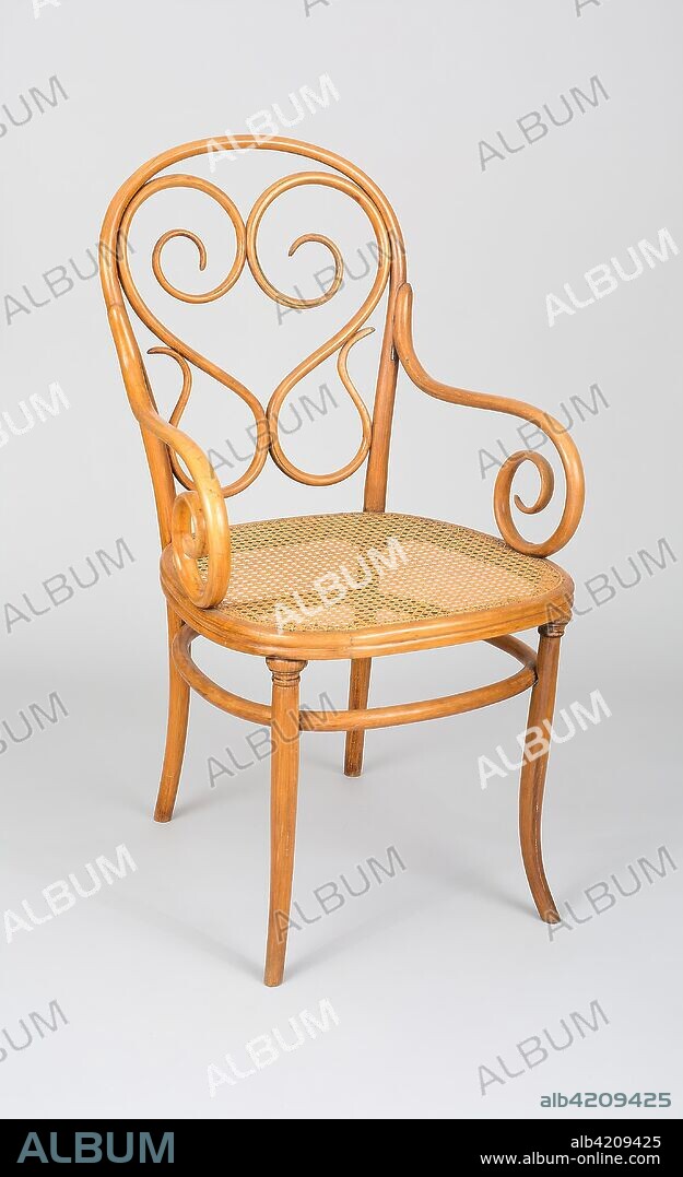 Armchair. Michael Thonet; Austrian, 1796-1871; Thonet Brothers; Austria, founded 1849. Date: 1855-1865. Dimensions: 97.8 × 50.8 × 49.5 cm (38 1/2 × 20 × 19 1/2 in.). Bentwood, caning. Origin: Austria.