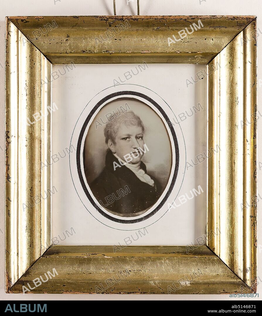 Ludwig Schultz, William de Drusina (1772-1820), daguerreotype, picture size: height: 6,20 cm; width: 4,60 cm, label: verso: title, manufacturer, man, bust, three-quarter view, painting.