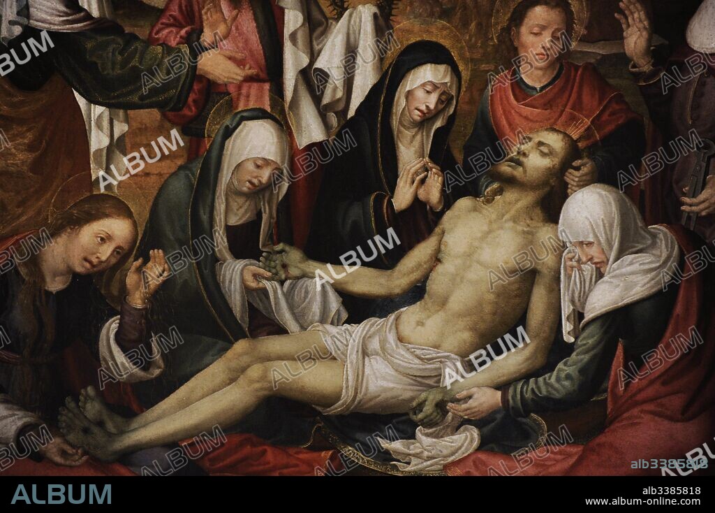 Paolo de San Leocadio (h.1445-1519). Pintor italiano. Lamentación sobre Cristo muerto, h.1507. Detalle. Procede probablemente del Monasterio de Santa Clara (Gandía, provincia de Valencia). Museo Nacional de Arte de Cataluña (MNAC). Barcelona. Cataluña. España.