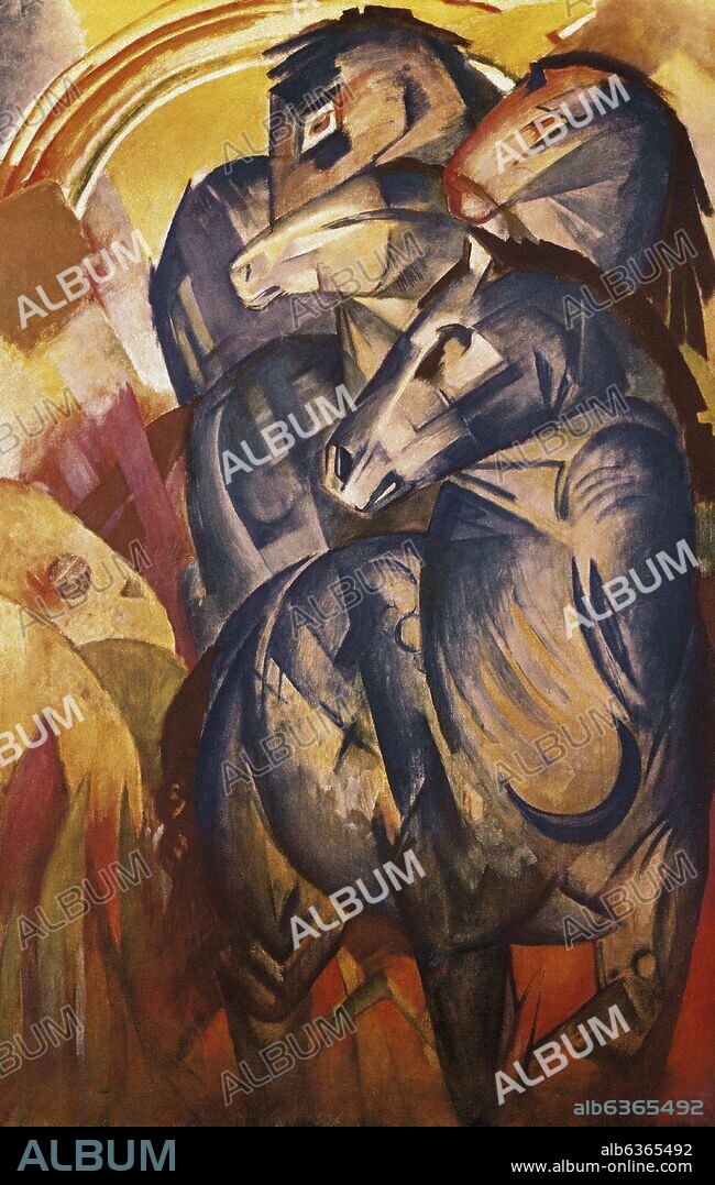 FRANZ MARC. 'Torre de caballos azules', 1913, Óleo sobre lienzo, 200 x 130 cm.
