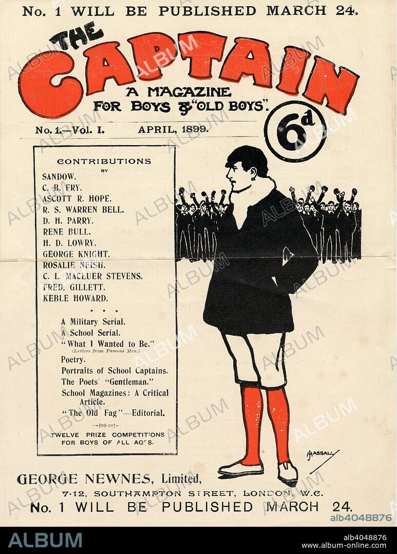 The Captain, A Magazine for Boys and Old Boys, George Newnes Ltd., London, 1899. Signed by the artist and illustrator John Hassall (1868-1948).