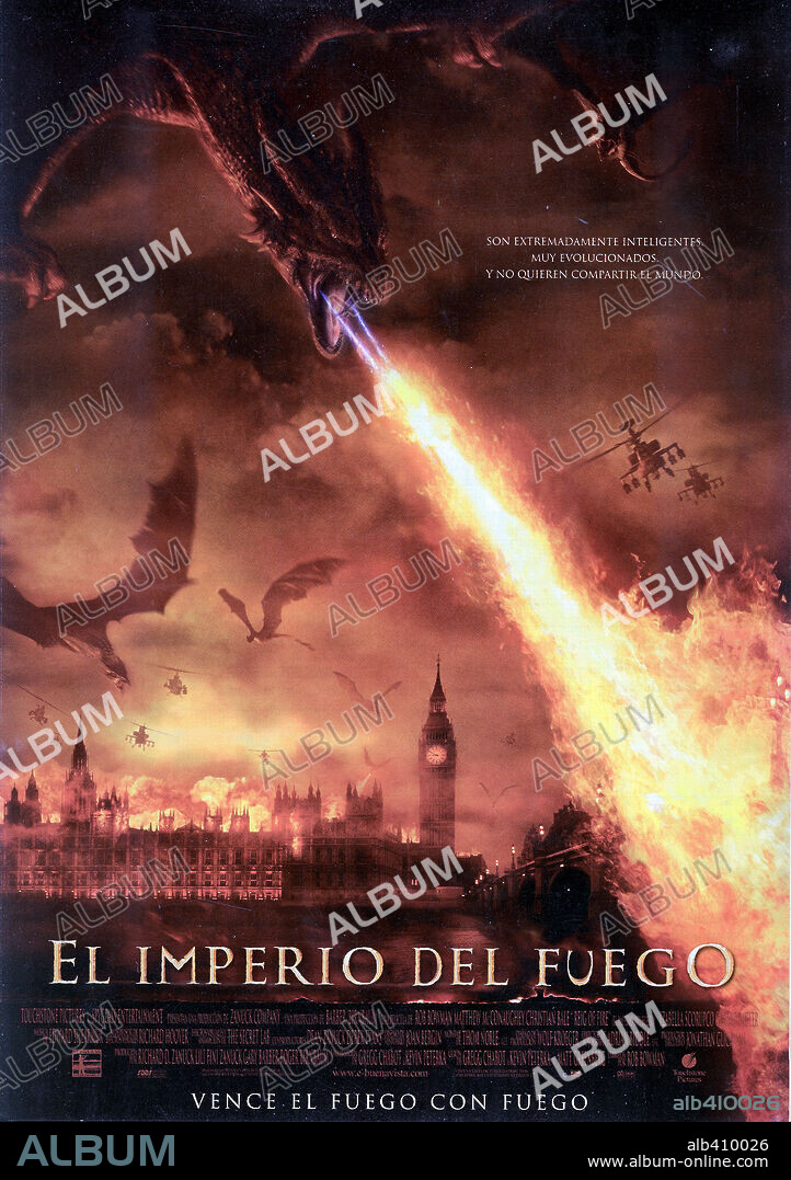 Poster de EL IMPERIO DEL FUEGO, 2002 (REIGN OF FIRE), dirigida por ROB BOWMAN. Copyright SPYGLASS ENTERTAINMENT.
