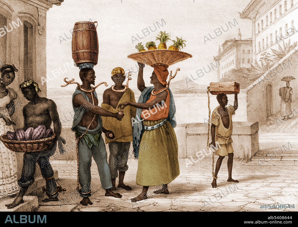 Brazil, Slaves Wearing Iron Collars, 1830s