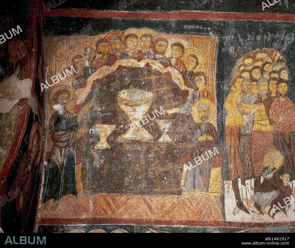 Byzantine art. Turkey. Church of St. John. 11th century. Carved into the rock. Fresco depicting the Last Supper. Gulsehir. Cappadocia region. Anatolian Peninsula.